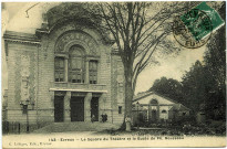 Evreux-Ville. Le Square du Théâtre et le Buste de Ph Rousseau.