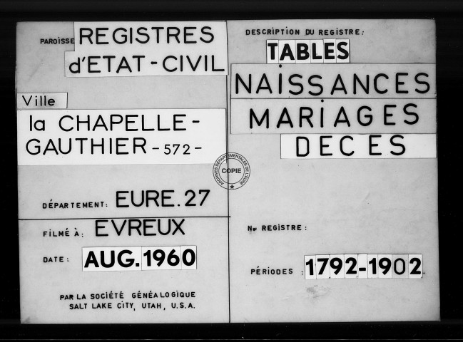 Tables (1792-1902)