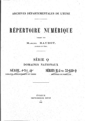 Domaines, enregistrement depuis 1800 (série Q)