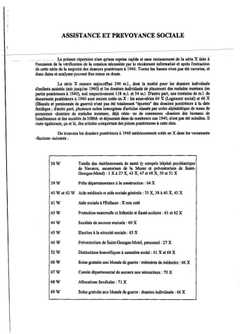 Assistance et prévoyance sociale depuis 1800 (série X)