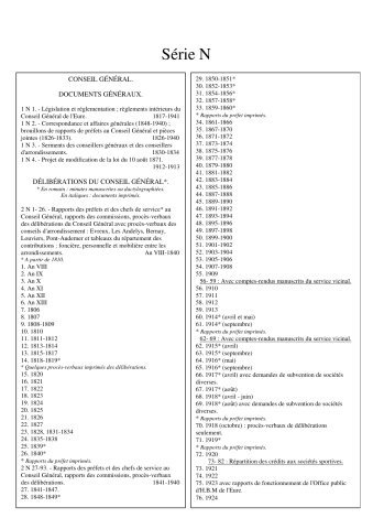 Administration et comptabilité départementale depuis 1800 (série N)