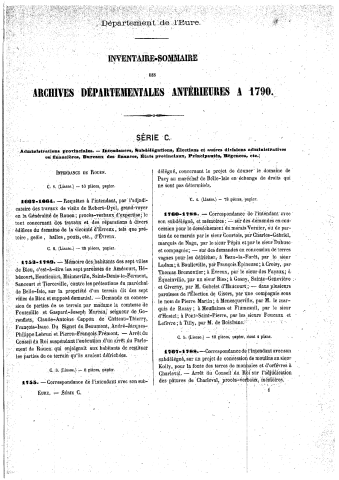 Administrations provinciales et contrôle des actes avant 1789 (série C)
